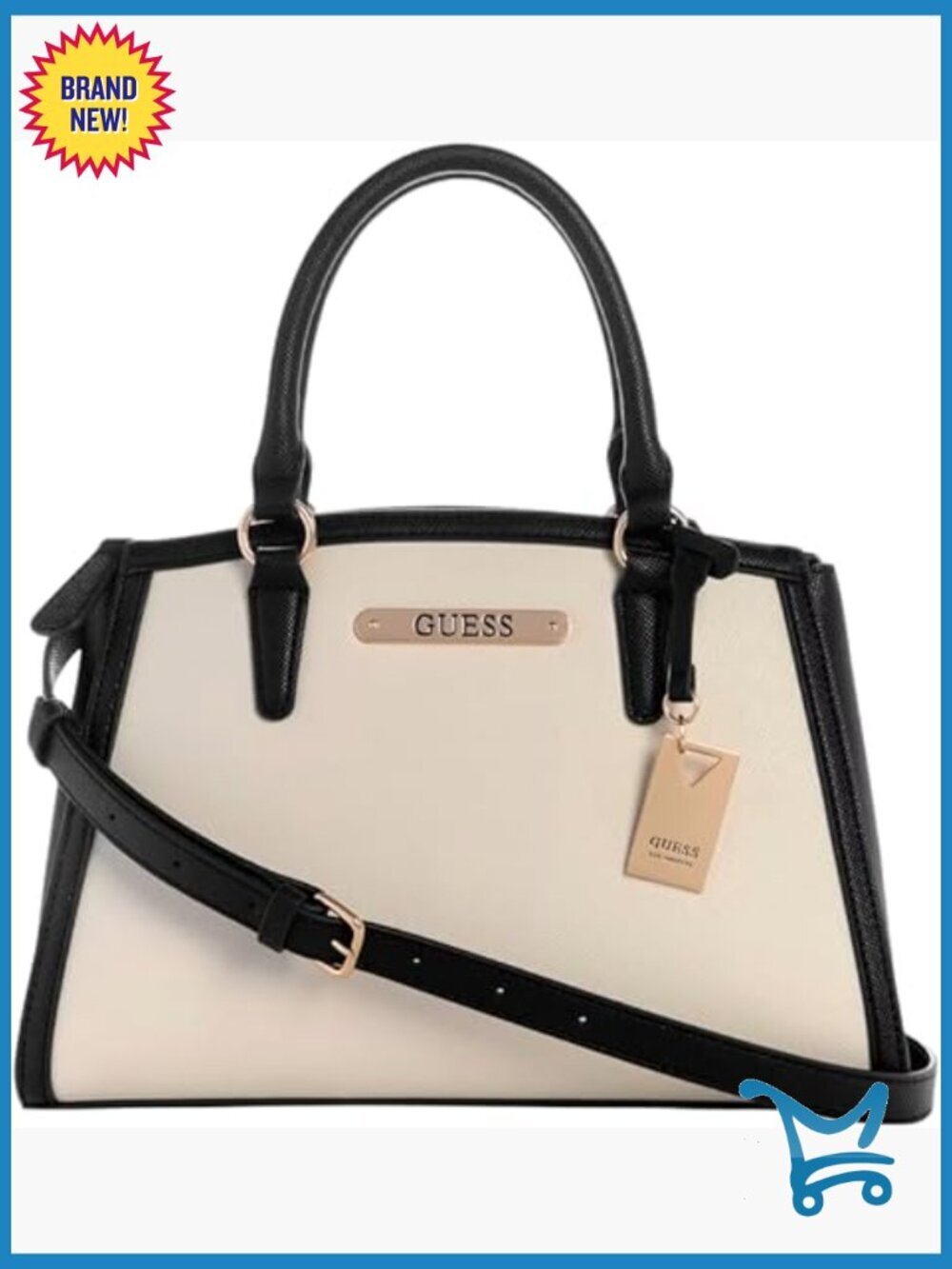Faux Leather Satchel with Adjustable Strap, Triple Compartment Handbag